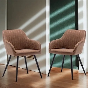 $275 Dining Chairs Set of 2, Faux Leather Accent Arm Chairs for Living Room with Metal Legs