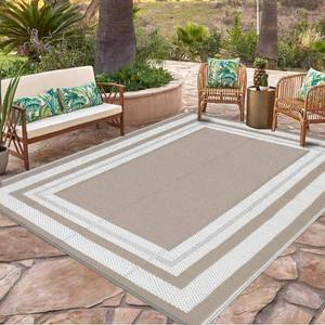 Reversible Outdoor Rug 9x18ft ft Waterproof Lightweight Plastic Straw Patio Carpet GrayWhite