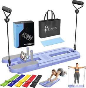 Pilates Board Foldable Reformer with Resistance Bands, Bar & Travel Bag   15-in-1 Ab Training