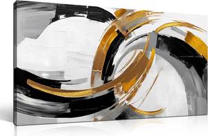 AUUZAIUA Large Abstract Canvas Wall Art Black White & Gold Minimalist Line Artwork 20x40