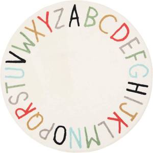 Topotdor Rainbow Round Kids Play Rug Alphabet Nursery Area Rug 63 inch Multi Color