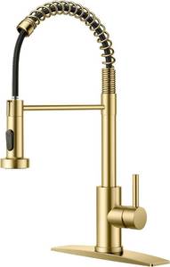 FORIOUS Gold Kitchen Faucet with Pull Down Sprayer, Stainless Steel, Single Handle