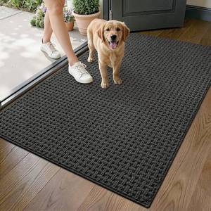 LUMI Washable Indoor Door Mat 36x60, Dirt Trapper Front Door Doormat with Non-Slip Backing, Grey