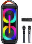 $170 Karaoke Machine with 2 Wireless Mics, 60W Subwoofer & 400W Peak Bluetooth Party Speaker