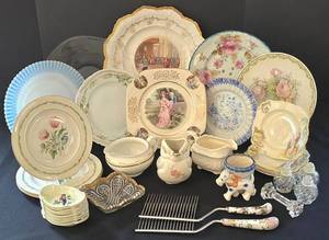 K - Vintage Haviland Crystal, China & Ceramic Mixed Lot With Bird Creamer