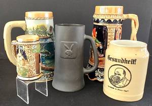 K - Playboy & Ceramarte Beer Stein Lot of 5