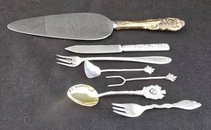K - Stainless Steel & Silver-Plated Serving Pieces Mixed Lot of 7