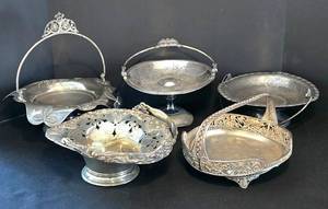 K - Vintage Silver Plate Basket Collection (Lot of 5)