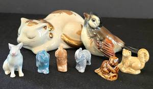 K - Takahashi Cat, West German Bird & Miniature Animal Figures (Lot of 8)