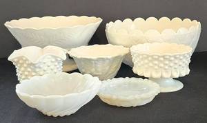 Vintage Milk Glass Serving Bowls & Compotes