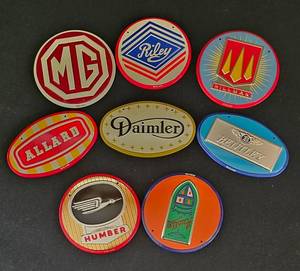K - Bentley, Daimler, Riley, Mg, Allard & More British Vehicle Decals (Lot of 8)
