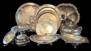 K - Mixed Lot of Assorted Vintage Silver Plated Serving Pieces including Cornwall