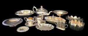 K - Assorted Mix Lot of Vintage Silver Plate Serving Pieces