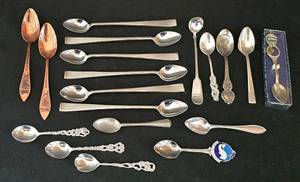 K - Mixed Lot Copper, Decorative & Stainless Steel Spoon Set