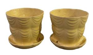 BS - Vintage Brush McCoy Yellow Pottery Planters (Lot of 2)