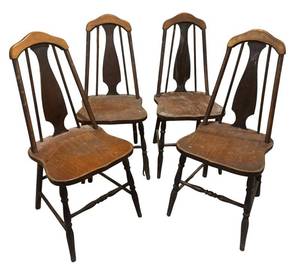 BS - Set of 4 Wooden Slat Back Chairs