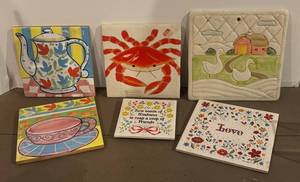 BS - Six Tile Trivets by Otagiri, Pier 1, Besheer and More