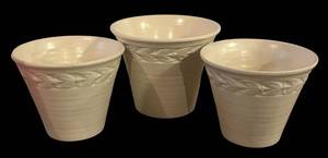 BS - Trio of Vintage Red Wing Banded Leaf Planter Pots
