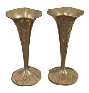 BS - Pair of Vintage Silver Plated Bud Vases