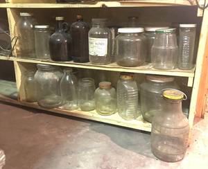 LL - Vintage Glass Bottle and Jar Assortment
