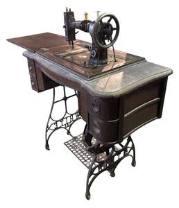 LL - Vintage White Sewing Machine Cabinet Table