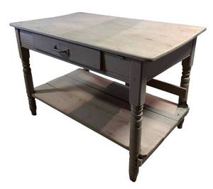 LL - Vintage Wooden Table With Drawer & Shelf