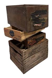 BS - Four Vintage Wooden Crates