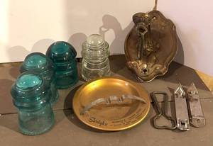 BS - Vintage Glass Insulators, Surdyks Ashtray, Bottle Openers and More