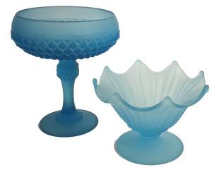 LR - Indiana Glass Compote & Westmoreland Satin Pedestal Candy Dish (Lot of 2)