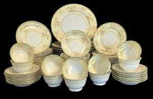 LR - Vintage Noritake Hand Painted Floral Dinnerware Set  Vintage Noritake N92 China Set