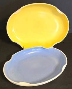 LR - Vintage Fire King Oval Dishes (Lot of 2) - 7.75 x 10.75 Inches
