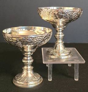 LR - Vintage Silver-Plated Coupe a Glace DessertSherbet Bowls