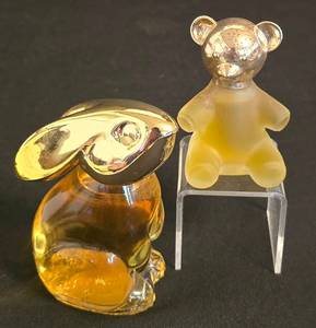LR - Avon Snow Bunny Sweet Honesty Cologne Bear Bottle - 3 Fl Oz & Avon Teddy Bear Bottle (Lot of 2)