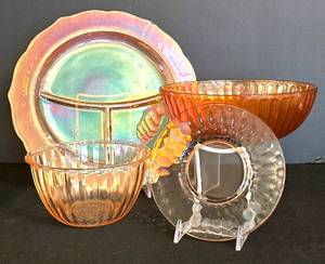 LR - Iridescent Carnival Glass Sectioned Tray