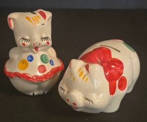 LR - Two Vintage Ceramic Piggy Banks
