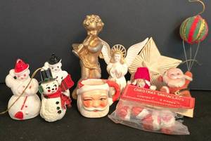 DR - Vintage Christmas Ornament Mixed Lot With Japan Santaclaus 5-piece Set