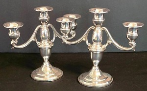 K -Pair of Vintage Weighted Sterling Silver Candelabras