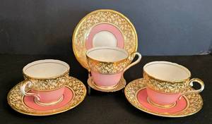 DR - Aynsley Bone China Teacups & Saucers (Lot of 3)