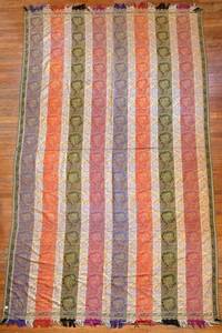 LR - Vintage 63 x 126 Inch Striped Floral Textile