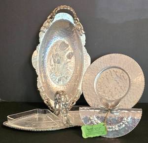 DR - Vintage Rodney Kent Hammered Aluminum Servingware (Lot of 4)