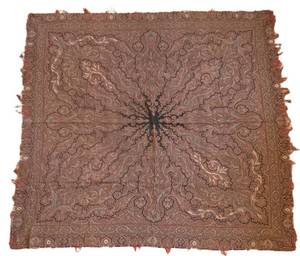 LR - Vintage 70 Square Paisley Design Textile with Tiny Hole