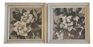 DR - Vintage Ann Cochran Framed Floral Prints 14.5 Square (Lot of 2)