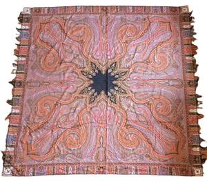 LR - Vintage Kashmir-style Paisley Piano Shawl