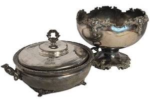 DR - Vintage Homan Silver Plate Casserole & Pedestal Fruit Bowl (Lot of 2)