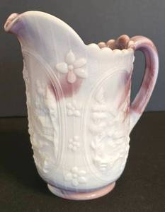 LR - Vintage Imperial Glass Company Windmill Purple and White Slag Pitcher