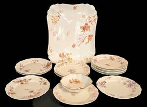 DR - Vintage  Haviland Limoges Floral Porcelain Tray, Plates & Dish (Lot of 13)