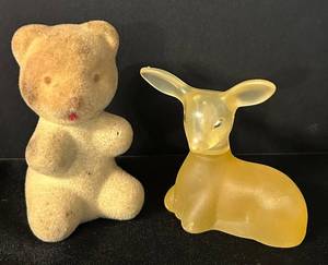 DR - Vintage Avon Sweet Honesty Cologne Bear & Precious Doe Bottles (Lot of 2)