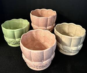 DR - Vintage Red Wing Speckled Leaf Planter Pots (Lot of 4)