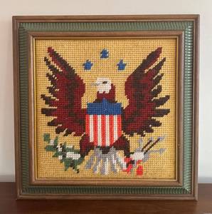 MB - Vintage Patriotic Needlepoint Wall Art