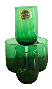 MB - Vintage Anchor Hocking Emerald Green Glass Juice Tumblers - Set of Four